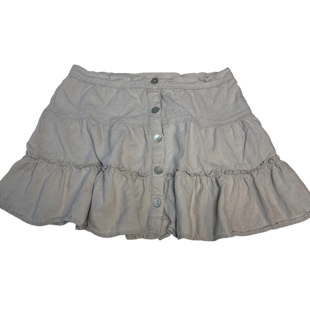 Cotton On Medium Skirt Mini Beige ruffle womens button front